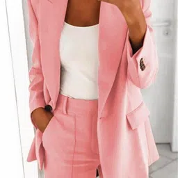 StyleCast Pink Notched Lapel Single Breasted Blazer-picture-22