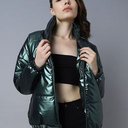 High Star Mock Collar Long Sleeves Puffer Jacket-21