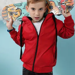 Instafab Boys Hooded Long Sleeves Windcheater Bomber Jacket-image-81