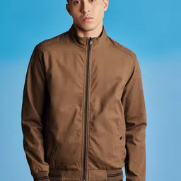 Red Flame Mock Collar Reversible Cotton Bomber Jacket-image-18