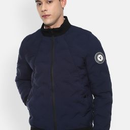 Van Heusen Sport Men Navy Blue Solid Bomber Jacket-image-28
