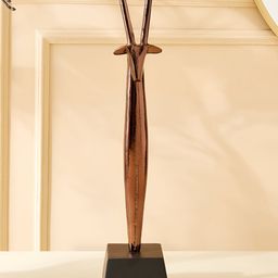 Home Centre Eternity Vogue Tuba Copper Toned Deer Table Accent Figurine Showpiece-39