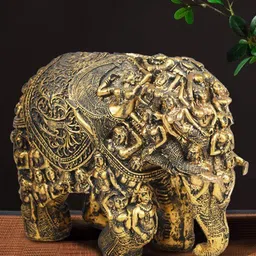 THE ARTMENT Gold-Toned Carved Elephant Table Accent Showpiece-image-87