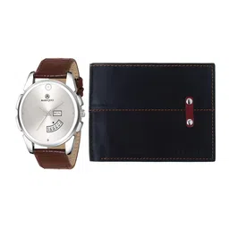 MARKQUES Set of 2 Men Black Leather Wallet & Brown Watch Combo Gift Set-picture-20
