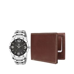 MARKQUES Men Silver-Toned & Brown Solid Leather Accessory Gift Set-17