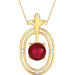 KUBERBOX Abrial 18KT Gold Diamond Studded Ruby Pendant-2.16 g-image-17