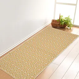 Saral Home Yellow & White Geometric Floor Mat-34