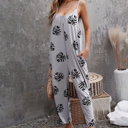 StyleCast Grey Printed Shoulder Straps Basic Jumpsuit-picture-24