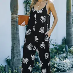 StyleCast Black Printed Shoulder Straps Basic Jumpsuit-picture-34