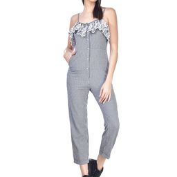 Beatnik Checked Ruffled Shoulder Straps Cotton Basic Jumpsuit-picture-31