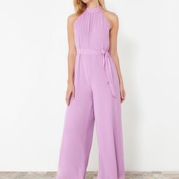 Trendyol High Neck Waist Tie-Ups Basic Jumpsuit-image-61