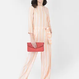Crimsoune Club Peach-Coloured & White Striped Basic Jumpsuit-39