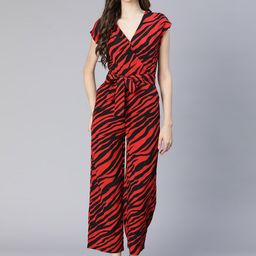 Oxolloxo Women Red & Black Printed Basic Jumpsuit-picture-9