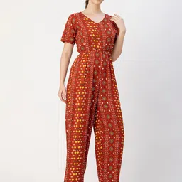 Moomaya Ethnic Motifs Printed Basic Jumpsuit-14