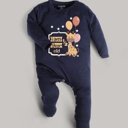 FFLIRTYGO Kids Navy Blue Graphic Print Pure Cotton Basic Jumpsuit-image-3
