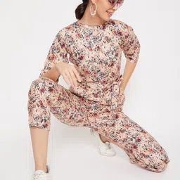 Crimsoune Club Women Orange Printed Basic Jumpsuit-image-6