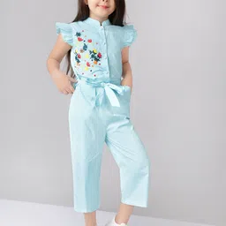 Naughty Ninos Girls Turquoise Blue & Red Printed Basic Jumpsuit-image-85