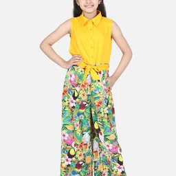 StyleStone Girls Yellow & Pink Printed Basic Two-Piece Jumpsuit-image-13
