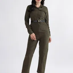 Iconic Shirt Collar Pure Cotton Basic Jumpsuit-picture-45