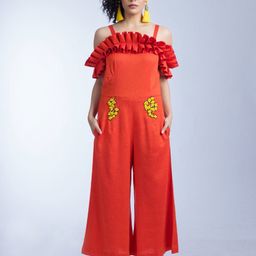 FIRKI Self Design Embroidered Cotton Basic Jumpsuit-picture-27