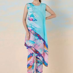 navyasa by liva Crystal Wave Printed Tunic & Trousers Co-Ords-image-5