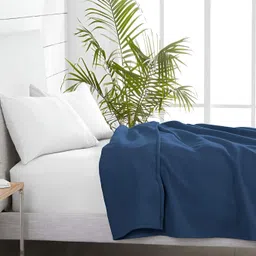 bsb home Navy Blue Solid AC Room 210 GSM Single Bed Blanket-29