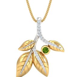 KUBERBOX Bunch 18KT Gold Diamond Peridot Studded Pendant-2.02gm-image-48