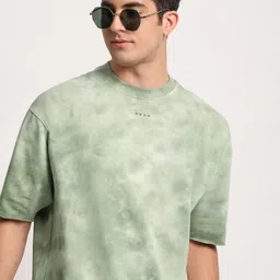 THE BEAR HOUSE Men Tie and Dye Loose Fit Cotton Round Neck T-Shirt-image-89