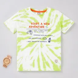Ed-a-Mamma Boys Typography Printed Tie & Dye Cotton T-shirt-53