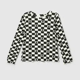 max Girls Checked Cotton T-shirt-image-99