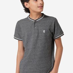 Red Tape Boys Grey Solid Henley Neck T-shirt-image-90