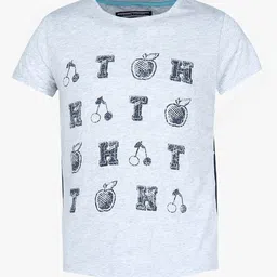 Tommy Hilfiger Girls Grey Printed Round Neck T-shirt-image-42