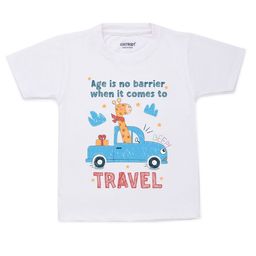 KNITROOT Kids White Printed Cotton T-shirt-image-109