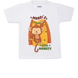 KNITROOT Unisex Kids White Little Monkey Printed T-shirt-image-50