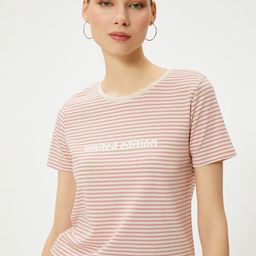 Koton Women Striped V-Neck T-shirt-image-98
