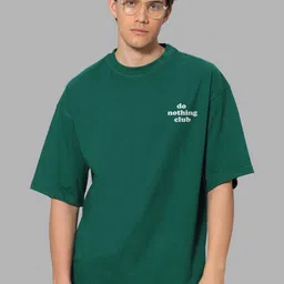 Besick Men Typography Printed Round Neck Oversized T-shirt-image-94