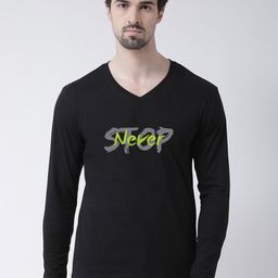 Friskers Men Black Typography Printed V-Neck T-shirt-image-36