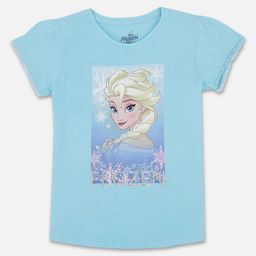Kids Ville Girls Blue Frozen Elsa Printed T-shirt-image-14