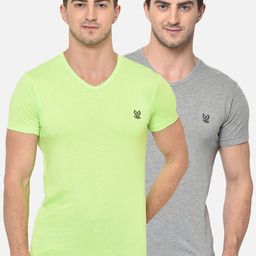 VIMAL JONNEY Men Pack of 2 Solid V-Neck T-shirt-image-91
