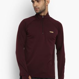 Yuuki Men Maroon High Neck T-shirt-image-23
