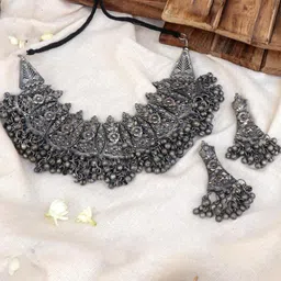 TEEJH Oxidized Silver-Plated Antique Jewellery Set-33