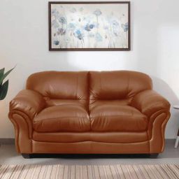 casacraft from pepperfry Adalia Leatherette 2 Seater Sofa In Tan Colour-picture-24