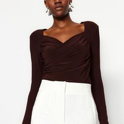 Trendyol Sweetheart Neck Gathered Bodysuit-image-18