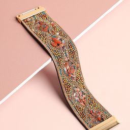 SOHI Women Blue & Gold-Plated Cuff Bracelet-4
