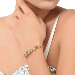 Zaveri Pearls Gold-Toned CZ Stone-Studded Bracelet-19