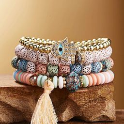 Unwind by Yellow Chimes Women Multi Evil Eye Charmed Beaded Bracelet-30
