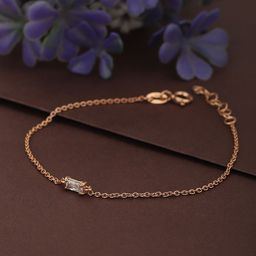 VANBELLE Women Rose Gold Plated & 925 Sterling Silver Cubic Zirconia Link Bracelet-46