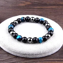 Young & Forever Unisex Blue & Black Brass Tigers Eye Handcrafted Bracelet-image-18
