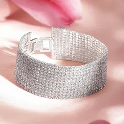 rubans voguish Rubans Women Voguish Silver Plated AD Stone Studded Bracelet-picture-9