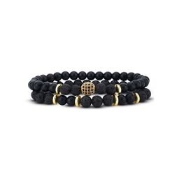TOFFCRAFT Men Pack Of 2 Gold-Plated Beaded Bracelet-image-60